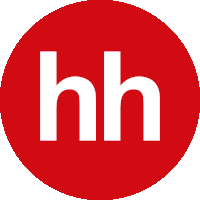 a red circle with the letter hh in white letters