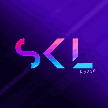 a purple background with the words skl house on it