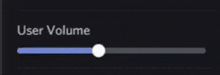 a black screen with a white button that says " user volume "