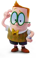 a cartoon character with glasses and a bow tie