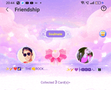 a screenshot of a friendship app with a soulmate button