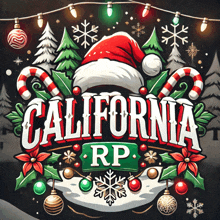 a christmas logo for california rp with a santa hat