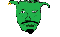 a drawing of a green monster with a beard