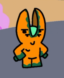 a cartoon drawing of a rabbit with a green face