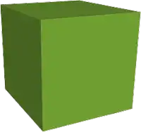 a green cube with a white background is shown