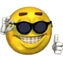 the smiley face is wearing sunglasses and giving a thumbs up .