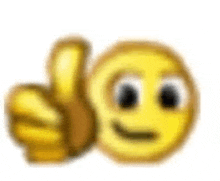 a blurry picture of a smiley face giving a thumbs up .