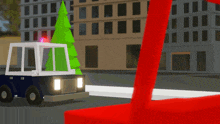 a cartoon police car with a christmas tree on top