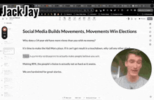 a screen shot of jack jay 's social media builds movements movement wins elections