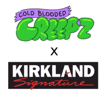 a logo for kirkland signature next to a logo for cold blooded grebz