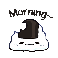 a cartoon drawing of a cloud with the words morning written above it