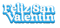 a blue and white sign that says feliz san valentin on it