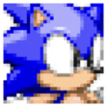 a pixelated image of sonic the hedgehog with a white background