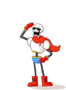 a cartoon drawing of papyrus from undertale wearing sunglasses and boots