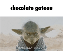 a picture of yoda and the words chocolate gateau