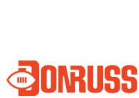 an orange logo for donruss with a football