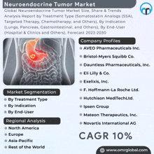 an advertisement for a neuroendocrine tumor market shows a picture of a stomach