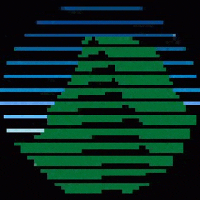 a black background with green and blue lines that looks like a christmas tree .