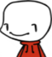 a cartoon character with a red scarf around his neck and a smiling face .