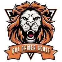 a logo of a lion with the words abi gamer geniet below it