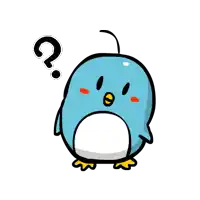 a cartoon penguin with a question mark above it