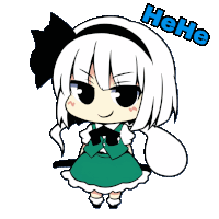 a cartoon drawing of a girl with white hair and the words " he he " below her