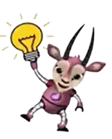 a cartoon character is holding a light bulb in its hand