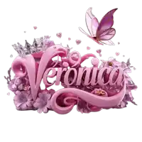 the name veronica is surrounded by pink flowers and butterflies