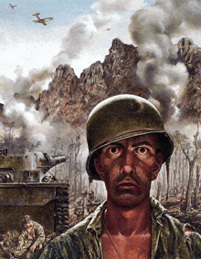 a painting of a soldier with a helmet on