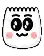 a pixel art drawing of a marshmallow face with a mustache .