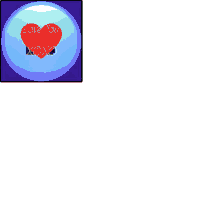 a blue circle with a red heart on it that says love you xoxo