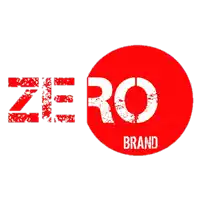 a red circle with the words zero brand in white letters