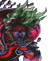 a pixel art drawing of a witch with green hair