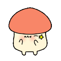 a cartoon drawing of a mushroom with a yellow star on it