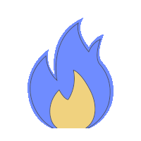 a blue flame with a yellow flame coming out of it