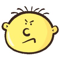 a cartoon drawing of a child 's head with an angry face