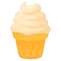 a yellow ice cream cone with whipped cream on top of it