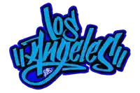 a blue and black logo that says los angeles on it