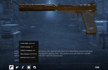 a gun with a silencer attached to it is shown in a video game