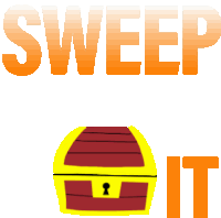 an illustration of a treasure chest with the words sweep it below it