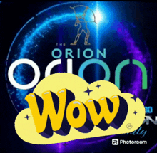 a logo for the orion orion company with a yellow wow cloud