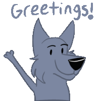 a drawing of a wolf with the words greetings above it