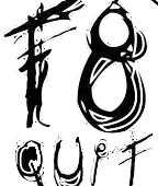 a black and white drawing of a person holding a gun and the words `` quit '' .