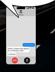 a phone with a speech bubble that says mcso swat