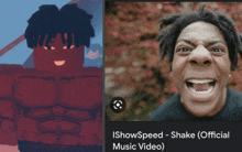 a picture of a man next to a picture of a man with dreadlocks and the words ishowspeed shake official music video