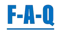 a blue f-a-q logo is on a white background