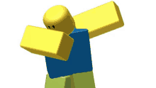 a roblox character with a yellow head and blue arms