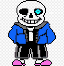 a pixel art of sans from undertale with a blue eye