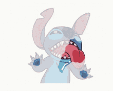 a drawing of stitch making a heart with his ears