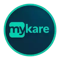 a blue circle with the word mykare in the center